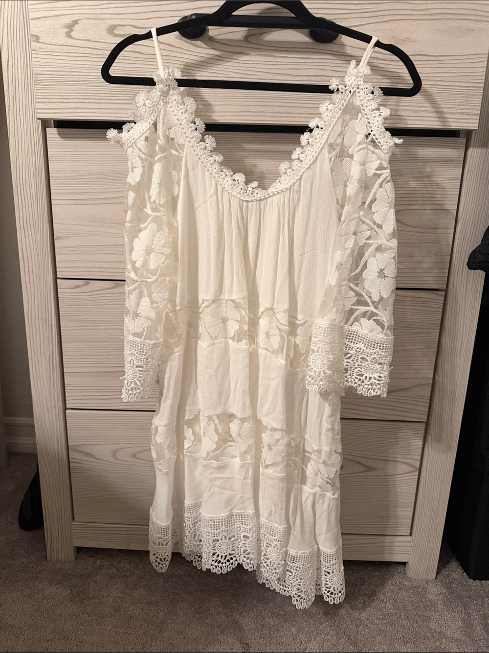 White Lace Cold-Shoulder Women's Dress